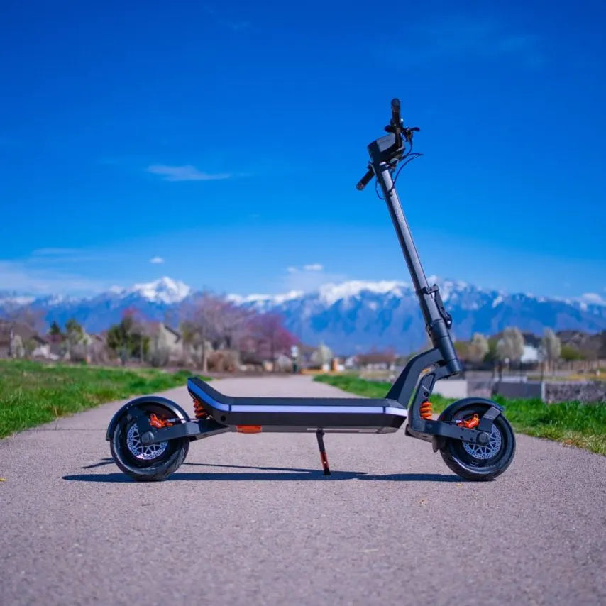 Apollo Phantom 2.0 Stellar electric scooter, lifestyle photo, Black Friday price $3,999